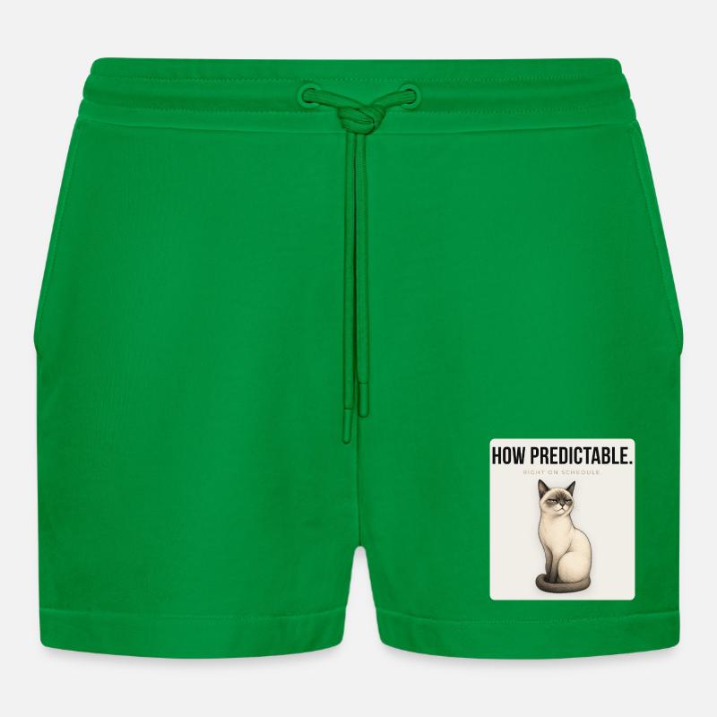 HOW PREDICTABLE Sarcastic Cat Design - Organic Relaxed Cropped Shorts Made in EU - City Green