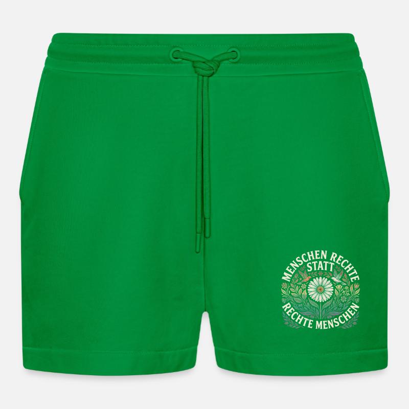 Equality Statement Radicalized by Decency Trend - Organic Relaxed Cropped Shorts Made in EU - City Green