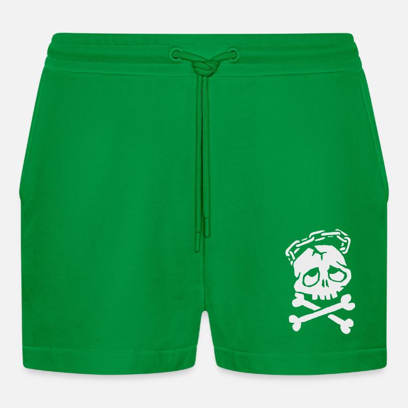Träumender Schädel - Organic Relaxed Cropped Shorts Made in EU - City Green