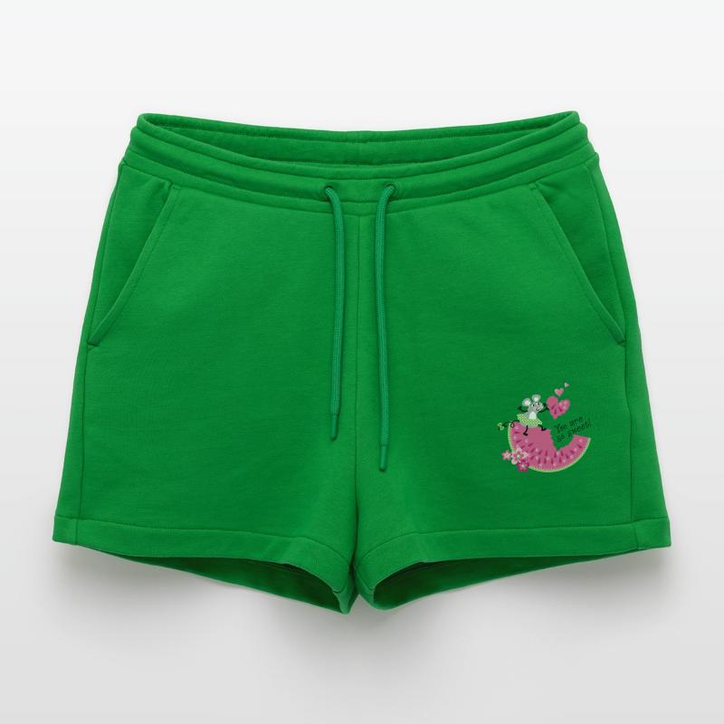 Cute Mouse with Melon Organic Relaxed Cropped Shorts Made in EU