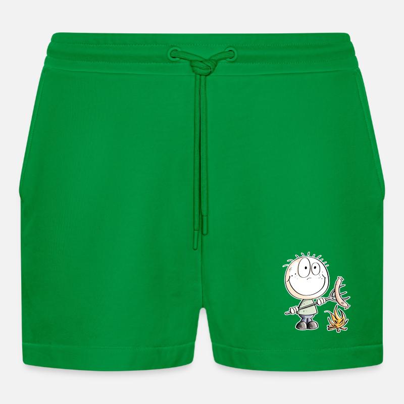 Lustiges Wurst Grillen Strichmännchen - Organic Relaxed Cropped Shorts Made in EU - City Green