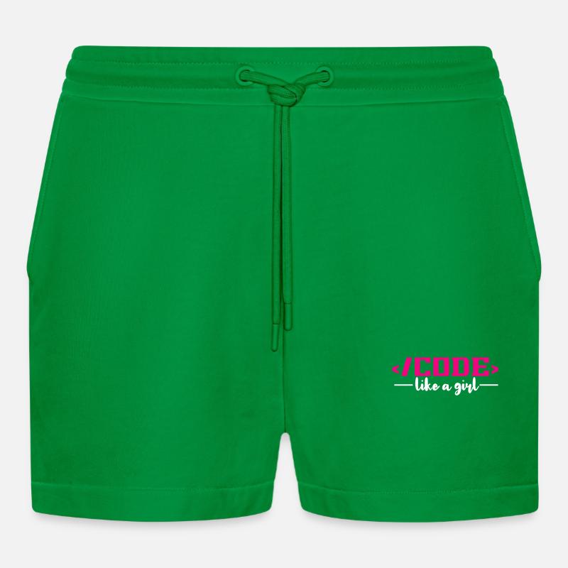 Coding Programming Computer Science - Organic Relaxed Cropped Shorts Made in EU - City Green