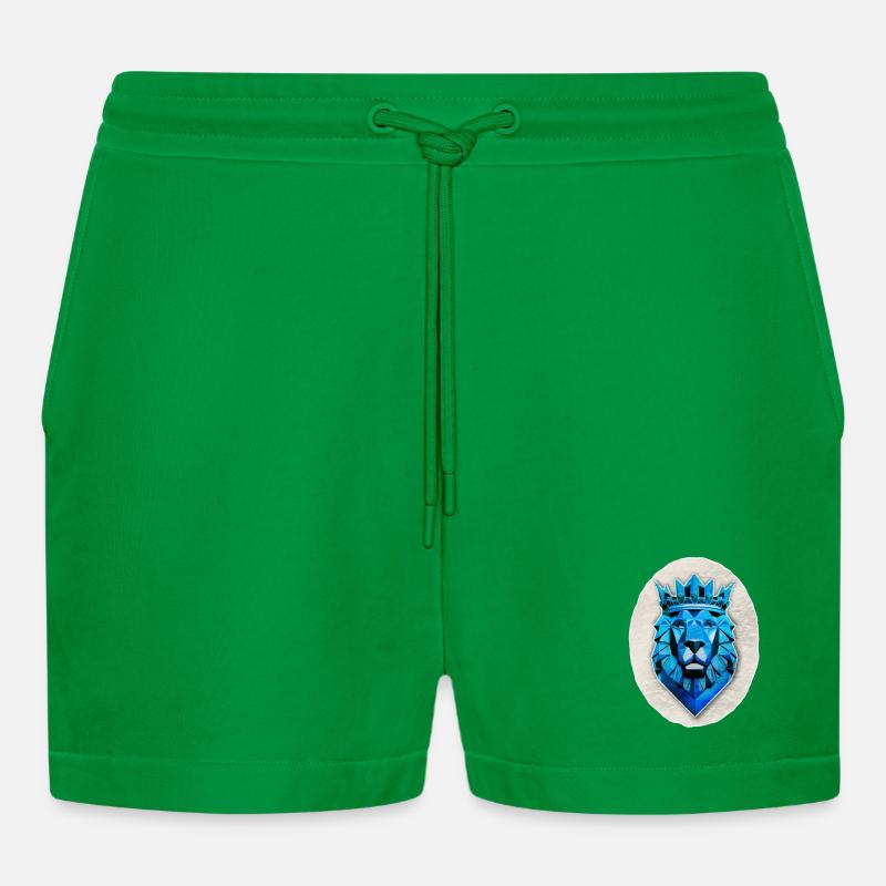 Blauer geometrischer Löwe - Polygon - Organic Relaxed Cropped Shorts Made in EU - City Green
