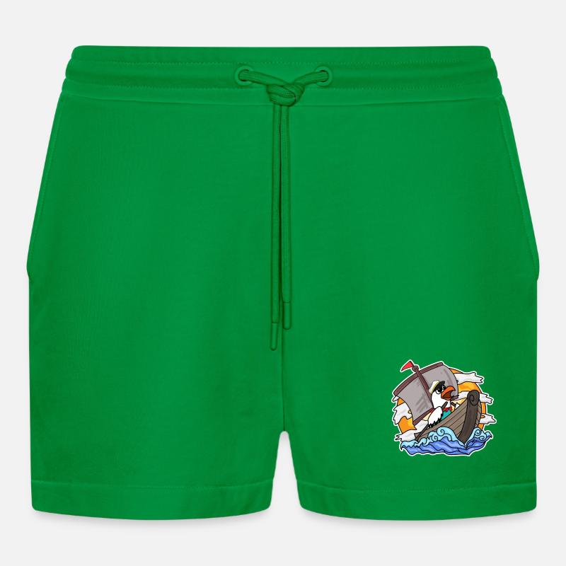 Möwe im Boot - Organic Relaxed Cropped Shorts Made in EU - City Green