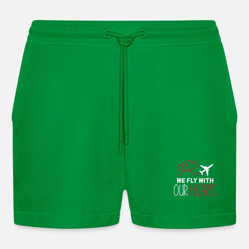 Flugzeug Pilot Spruch Geschenk - Organic Relaxed Cropped Shorts Made in EU - City Green