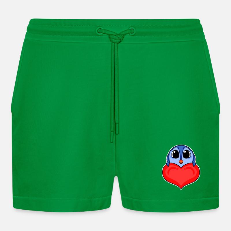 Pinguin mit Herz - Liebe Romantisch - Organic Relaxed Cropped Shorts Made in EU - City Green