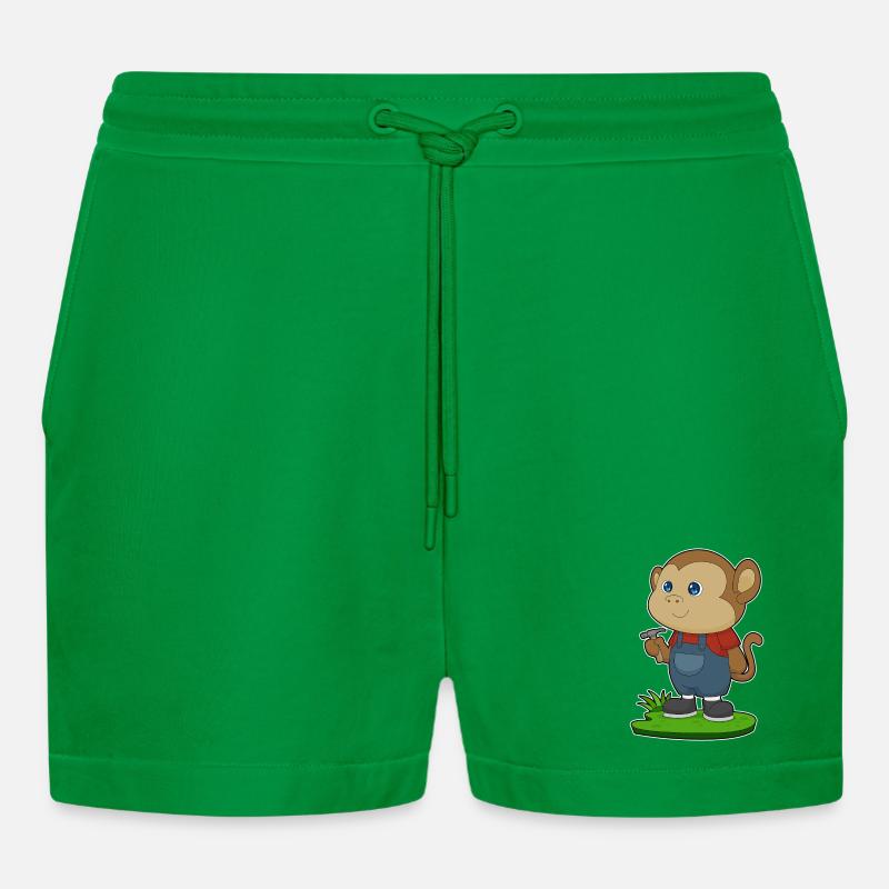 Affe Handwerker Hammer - Organic Relaxed Cropped Shorts Made in EU - City Green