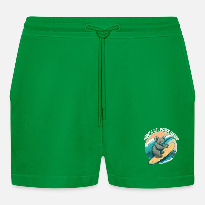 Down under surfender Koalabär - Organic Relaxed Cropped Shorts Made in EU - City Green