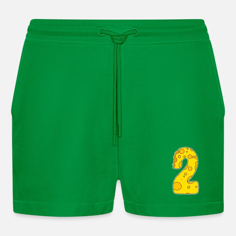 Number 2 - Two - Second - Organic Relaxed Cropped Shorts Made in EU - City Green