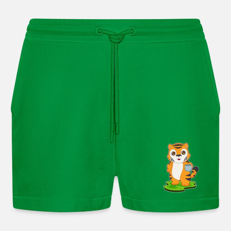 Tiger Coffee Mug - Organic Relaxed Cropped Shorts Made in EU - City Green