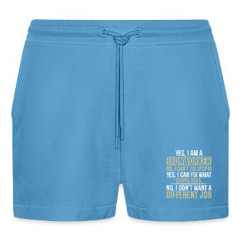 yes I am Ironworker no I can t fix stupid yes I - Organic Relaxed Cropped Shorts Made in EU -  Sol Blue - Vorne