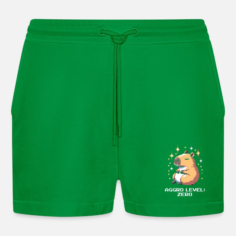Aggro-Level: Null | Capybara & Ruhe - Organic Relaxed Cropped Shorts Made in EU - City Green