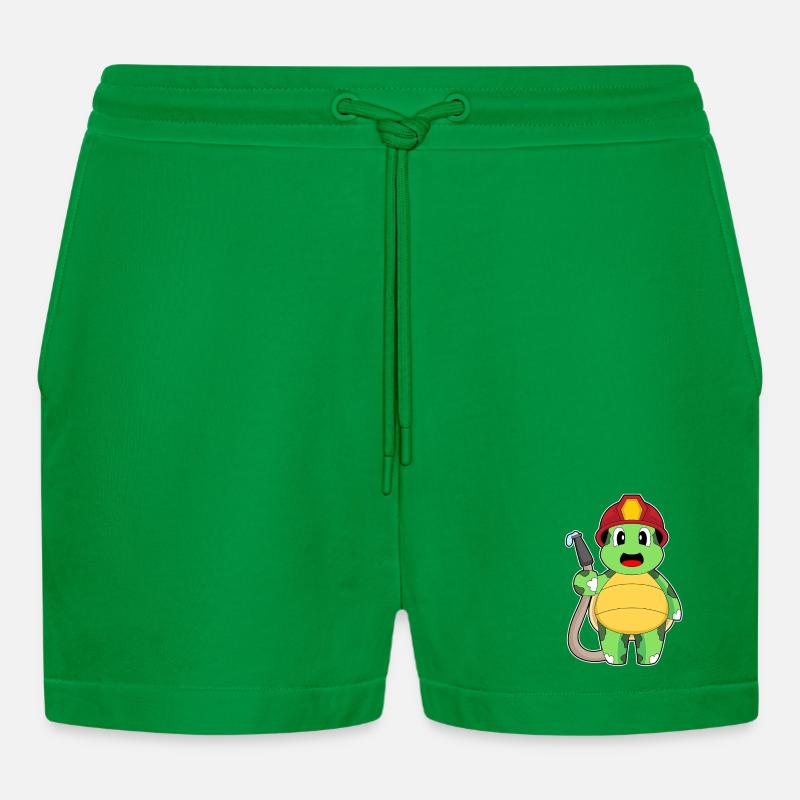turtle fireman fire hose - Organic Relaxed Cropped Shorts Made in EU - City Green