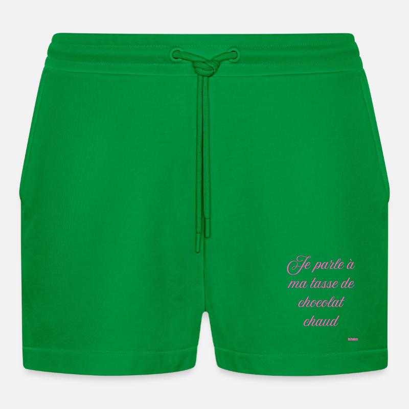 Pink Script Becher mit heißer Schokolade - Organic Relaxed Cropped Shorts Made in EU - City Green