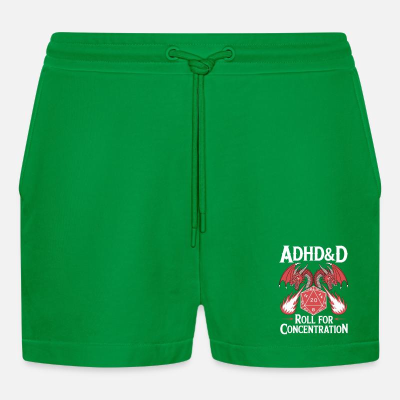 Roll for concentration ADHD - Organic Relaxed Cropped Shorts Made in EU - City Green