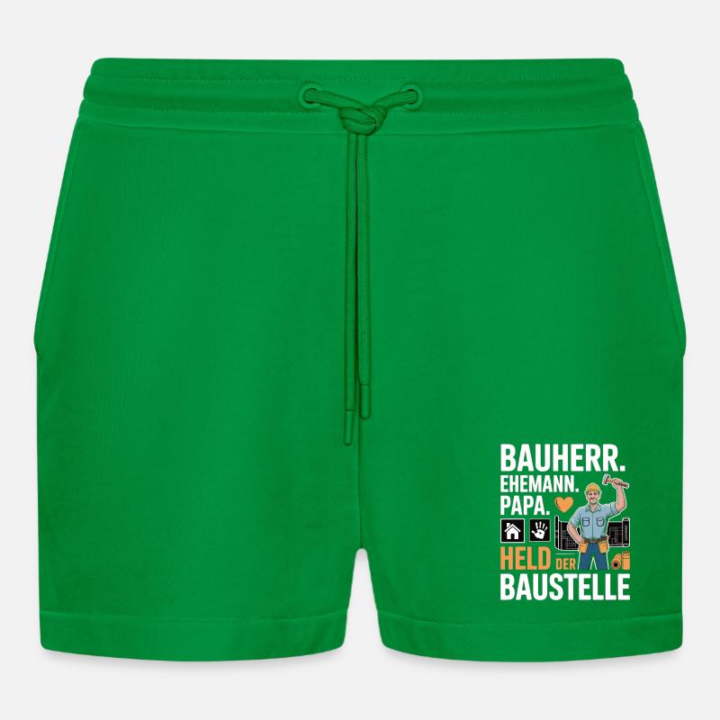 Held der Baustelle – Papa, Ehemann & Bauherr - Organic Relaxed Cropped Shorts Made in EU - City Green
