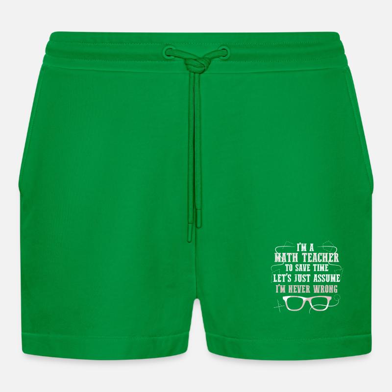 Math Teacher Geometry School Mathematics - Organic Relaxed Cropped Shorts Made in EU - City Green