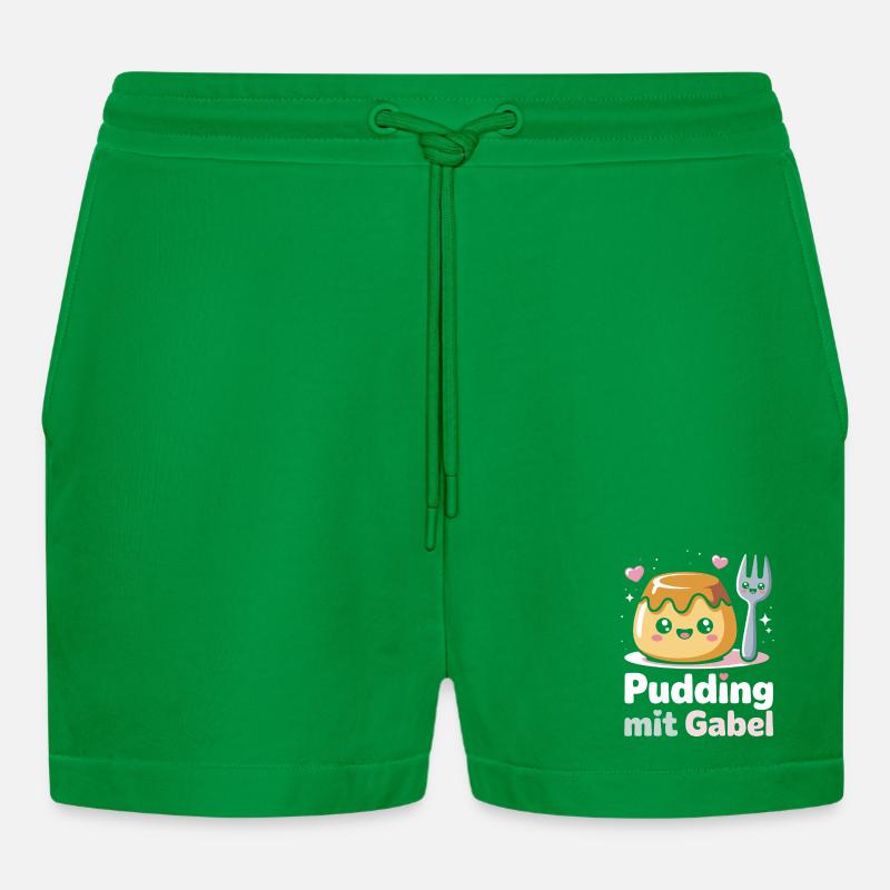 Pudding with fork - Organic Relaxed Cropped Shorts Made in EU - City Green