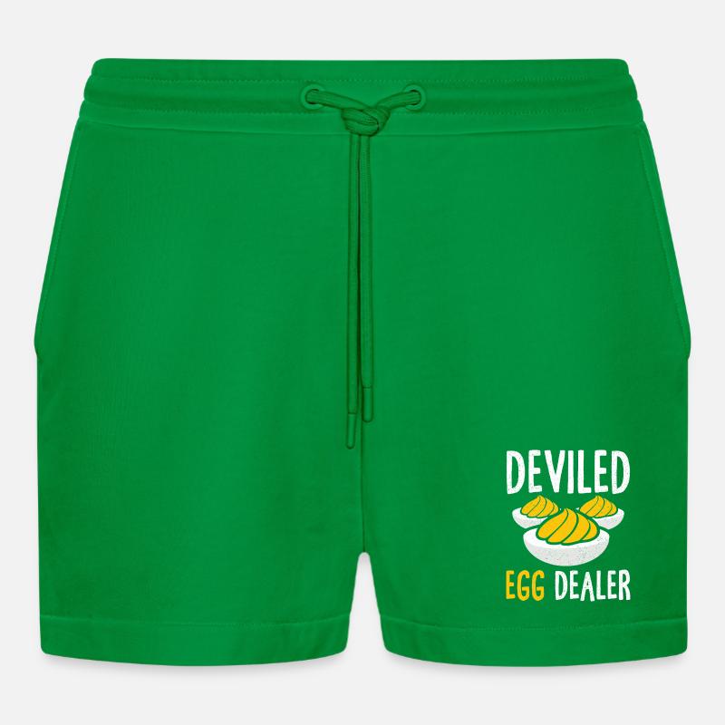 Stuffed Eggs Deviled Eggs Thanskgiving - Organic Relaxed Cropped Shorts Made in EU - City Green