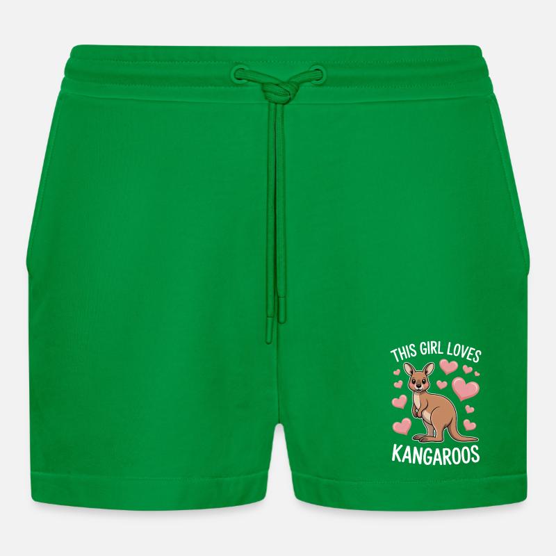 Kangaroo Spruch Mädchen Lustige Kangaroo Geschenk - Organic Relaxed Cropped Shorts Made in EU - City Green