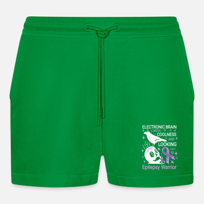 Electronic brain funny epilepsy saying - Organic Relaxed Cropped Shorts Made in EU - City Green