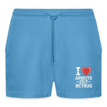 I Love Arbeitszeitbetrug Kein Verbrechen Job Büro - Organic Relaxed Cropped Shorts Made in EU -  Sol Blue - Vorne