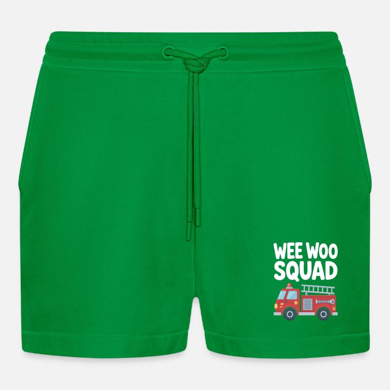 Wee Woo Squad Feuerwehr Auto Spass - Organic Relaxed Cropped Shorts Made in EU - City Green