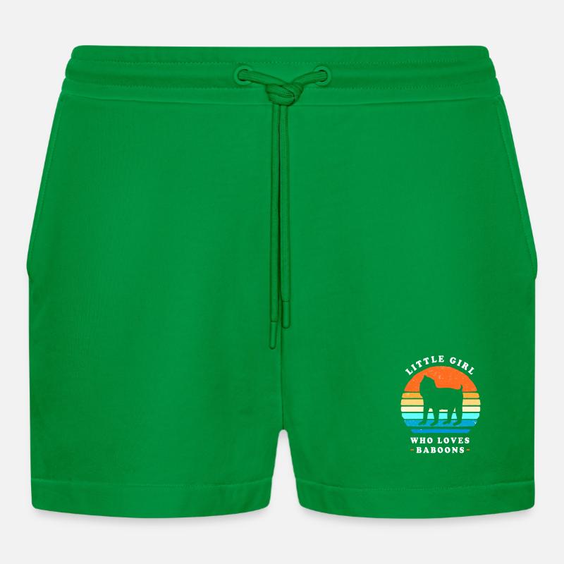 Baboon Primate Monkey Monkey Baboon - Organic Relaxed Cropped Shorts Made in EU - City Green