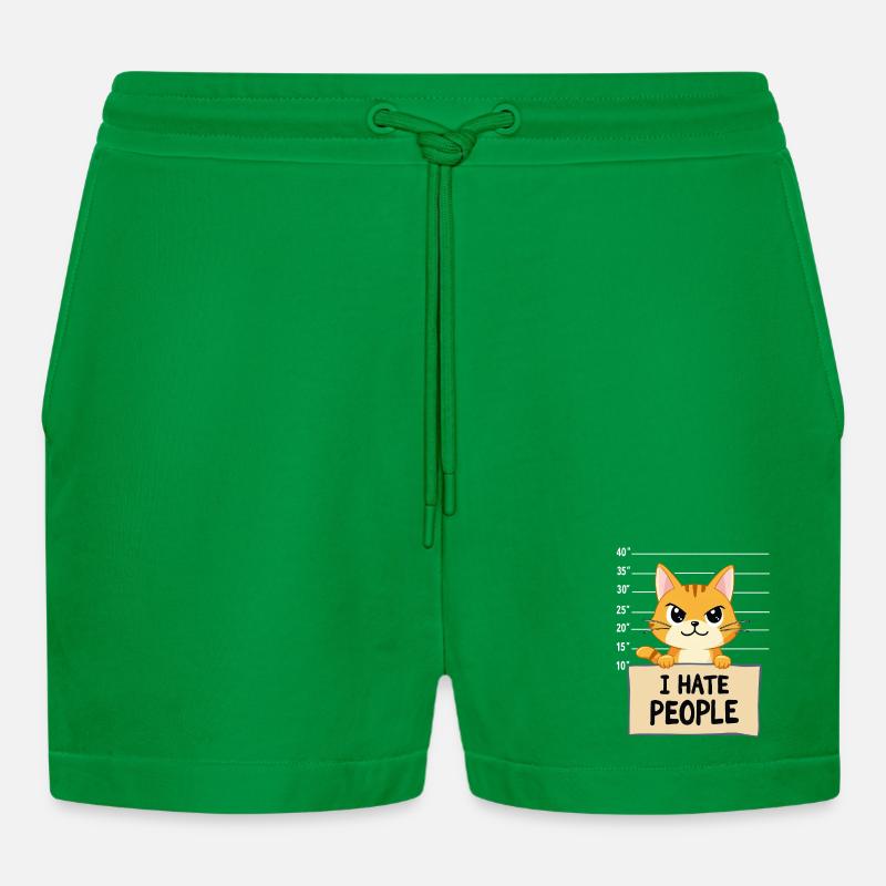 Griesgrämige Katze I Hate People Polizeifoto - Organic Relaxed Cropped shortsit Made in EU - City Green