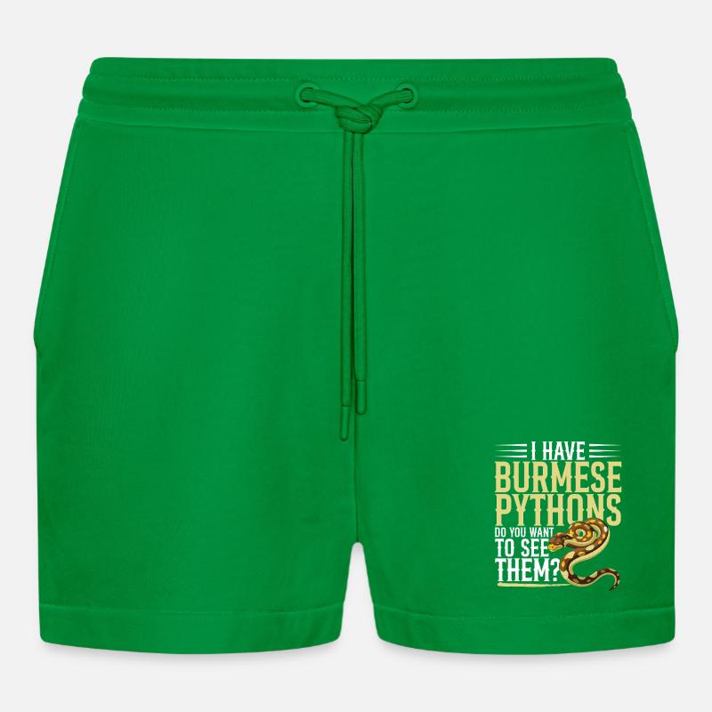 Burmesische Python HDE Schlangen-Stofftier-Reptil - Organic Relaxed Cropped Shorts Made in EU - City Green