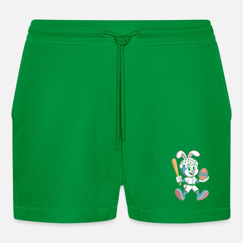 Hoppelhase with Easter egg - Organic Relaxed Cropped Shorts Made in EU - City Green