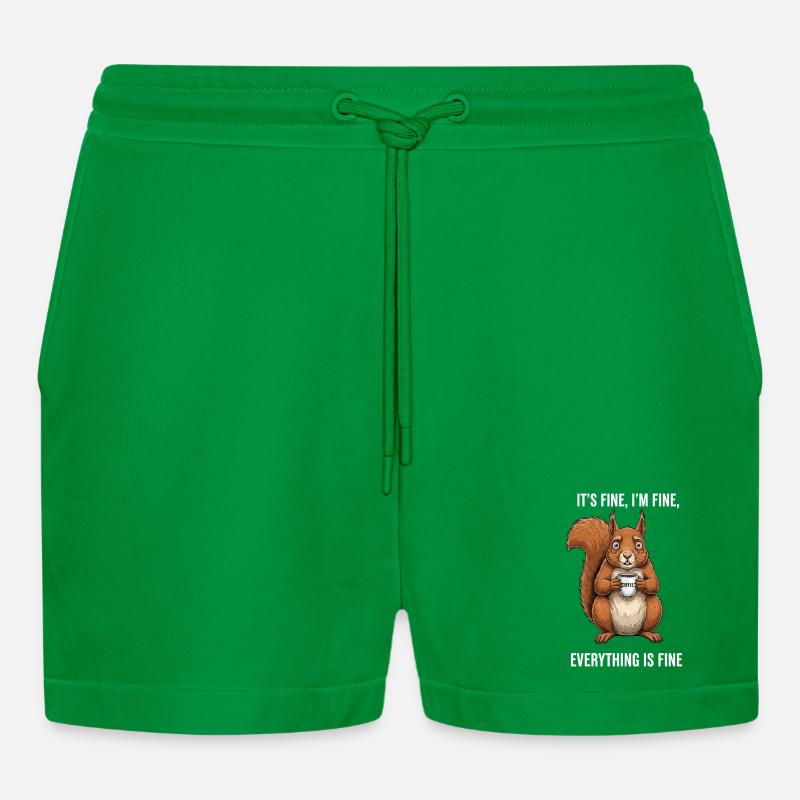 Its Fine Im Fine Kaffee Eichhörnchen - Organic Relaxed Cropped Shorts Made in EU - City Green