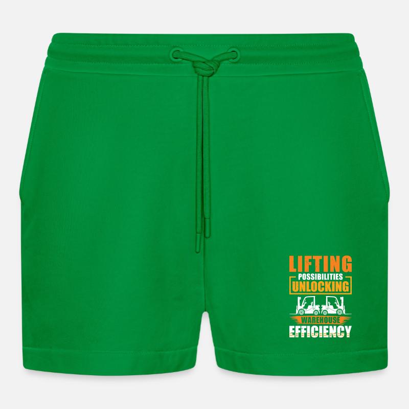 Staplerfahrer Englisch Spruch Stapler - Organic Relaxed Cropped Shorts Made in EU - City Green
