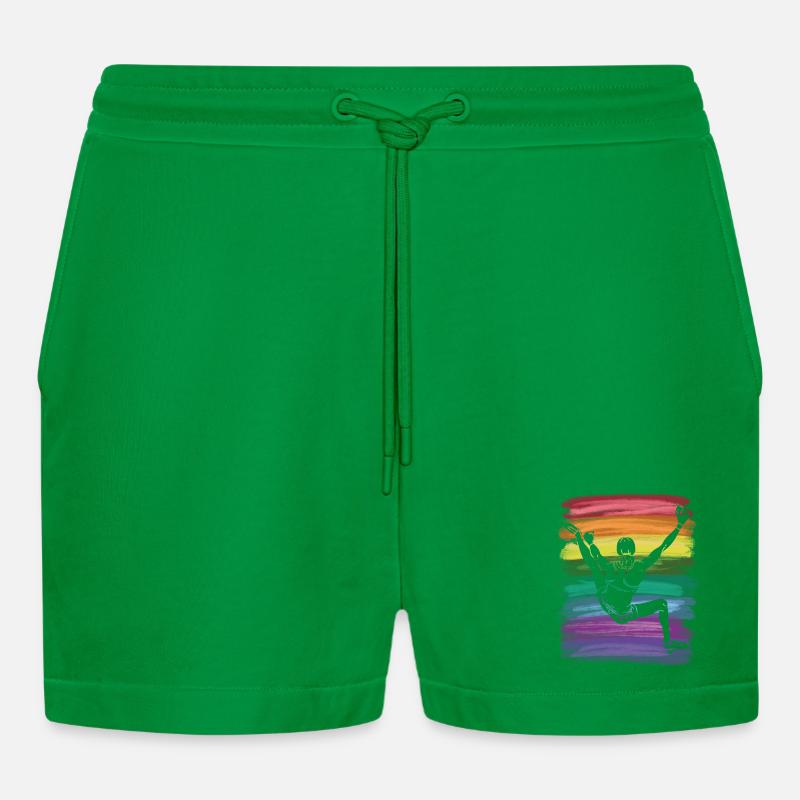 Boulderer Boulder Bouldern - Organic Relaxed Cropped Shorts Made in EU - City Green
