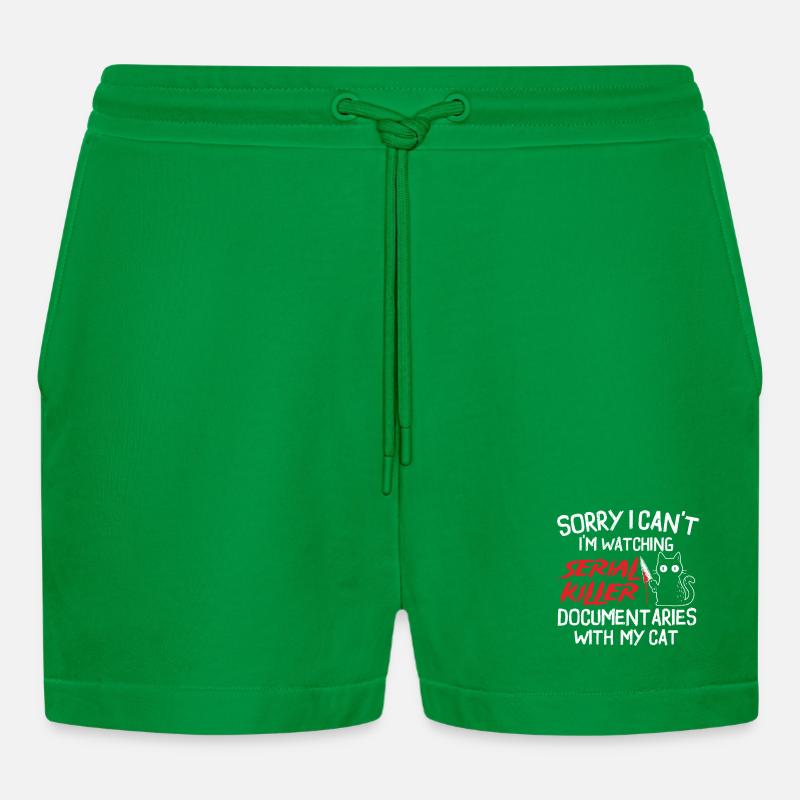 Serial Killer Docs mit Cat schauen - Organic Relaxed Cropped Shorts Made in EU - City Green