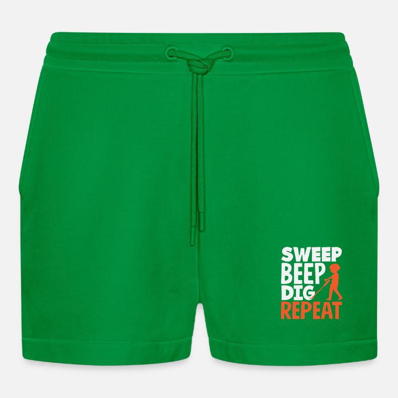 Sweep Beep Dig Repeat Sondengänger Hobby - Organic Relaxed Cropped Shorts Made in EU - City Green