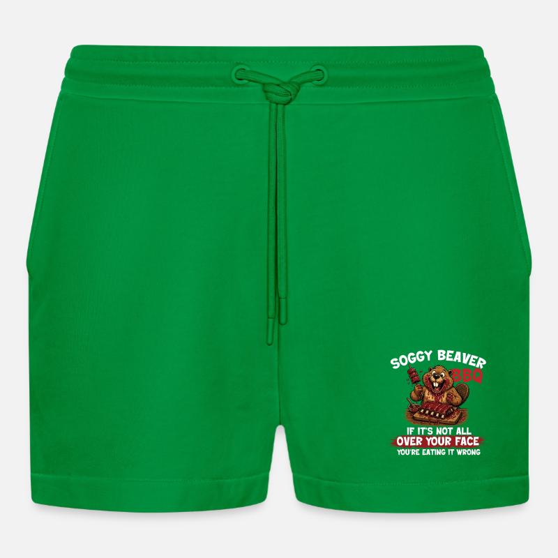Weicher Biber-BBQ Lustiger Pitmaster - Organic Relaxed Cropped Shorts Made in EU - City Green