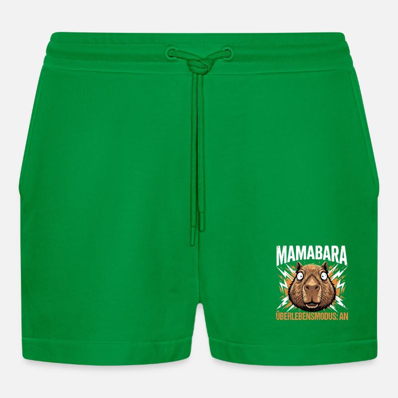 Mamabara Capybara Überlebensmodus Mutter - Organic Relaxed Cropped Shorts Made in EU - City Green