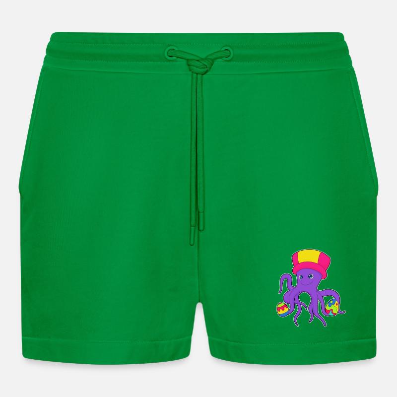 Octopus Easter Easter Eggs - Organic Relaxed Cropped Shorts Made in EU - City Green