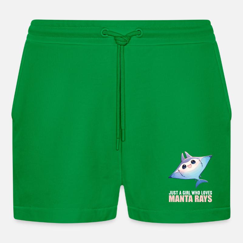 Rays Manta Rays - Organic Relaxed Cropped Shorts Made in EU - City Green
