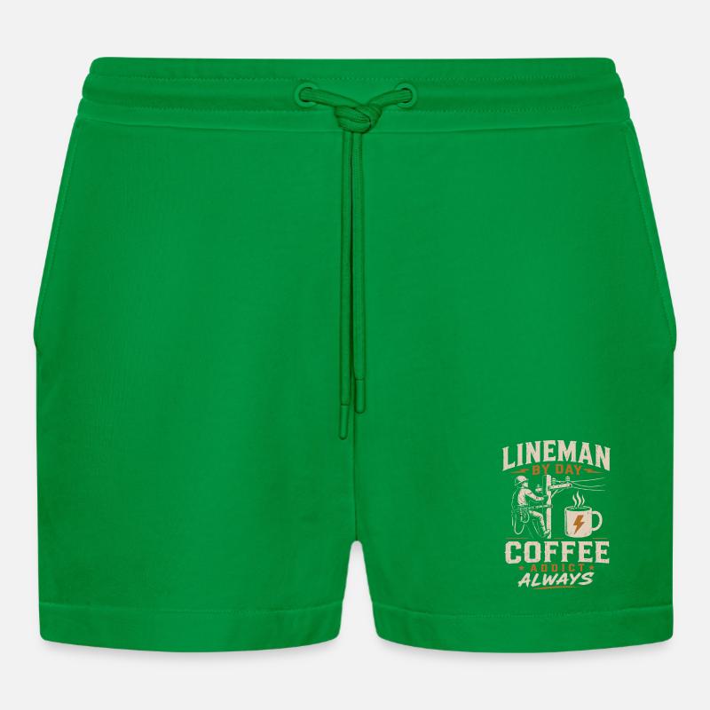 Strom Techniker Kaffee Kabel Arbeit - Organic Relaxed Cropped Shorts Made in EU - City Green