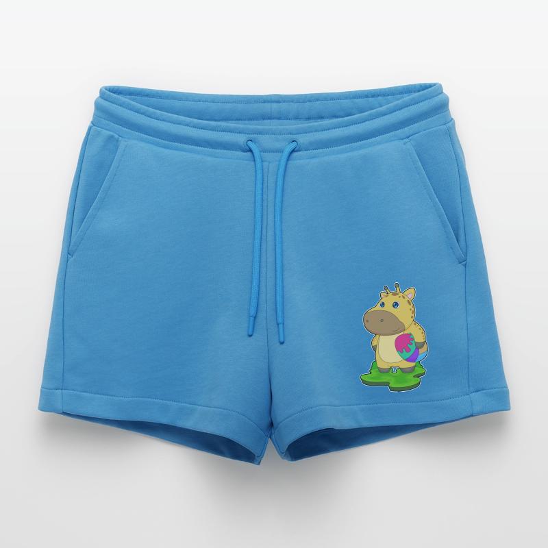 Giraffe Easter Easter Egg Organic Relaxed Cropped Shorts Made in EU
