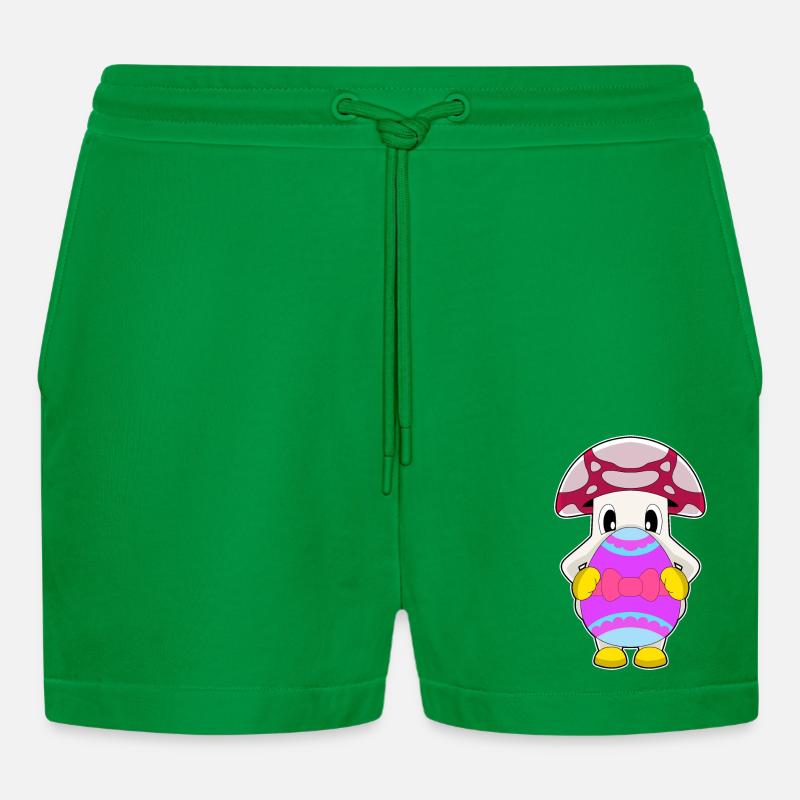 Mushroom Easter Easter Egg - Organic Relaxed Cropped Shorts Made in EU - City Green