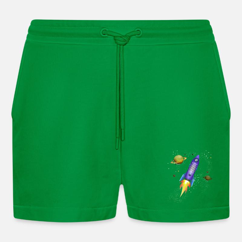 Fusée dans l'espace - Short bio décontracté court fabriqué en UE - City Green