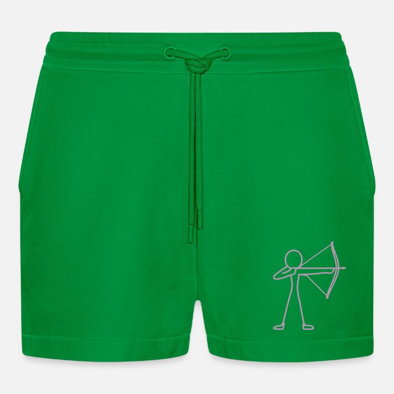 Strichmännchen Bogen Bogenschießen Bogenschütze - Organic Relaxed Cropped Shorts Made in EU - City Green