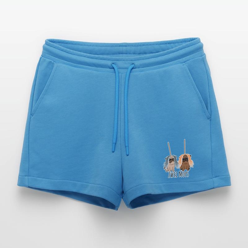 Zwei Mops - Hunde oder Putzgeräte? Hunde Humor? Organic Relaxed Cropped Shorts Made in EU