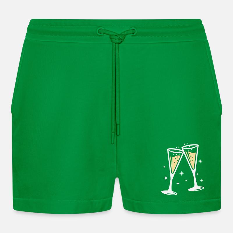 Sektglas Prosecco Sekt Alkohol Prost - Short bio décontracté court fabriqué en UE - City Green