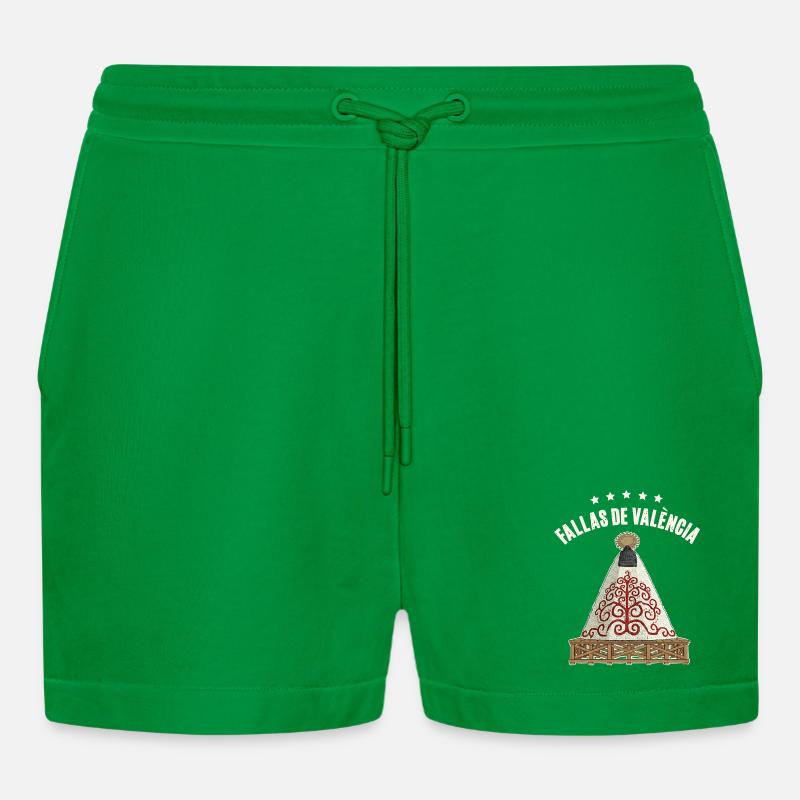 Fallas De Valencia Blumen - Organic Relaxed Cropped Shorts Made in EU - City Green