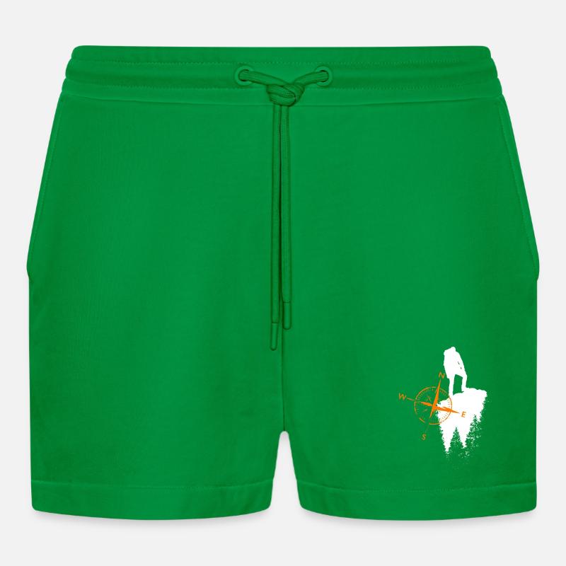 Wanderer Motiv mit einem Kompa - Organic Relaxed Cropped Shorts Made in EU - City Green