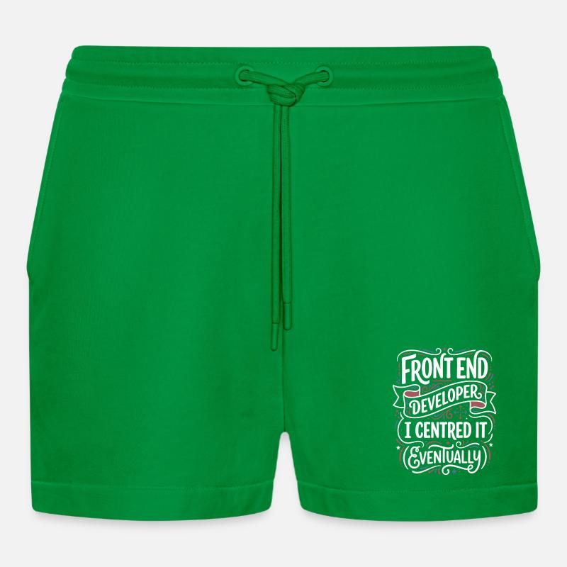 Frontend developer centered - Organic Relaxed Cropped Shorts Made in EU - City Green